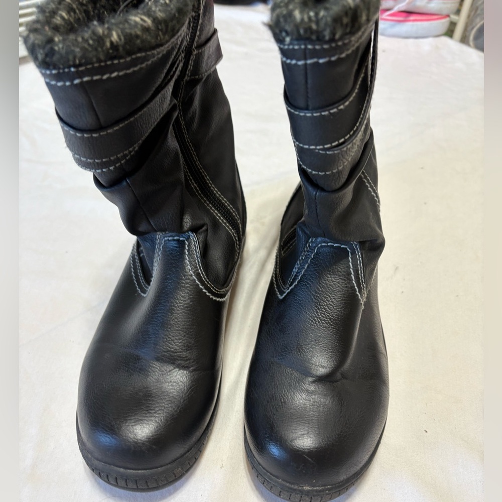 Black Faux Fur Lined Boots - Picture 1 of 6
